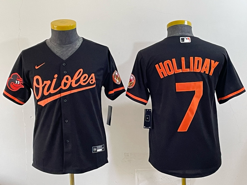 Youth 2025 Baltimore Orioles #7 Holliday black Nike MLB Jersey 006